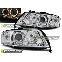 TUNING-TEC predné svetlá (Angel Eyes) pre AUDI A6 06.01-05.04 (H7), chróm