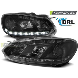 TUNING-TEC predné svetlá (True DRL) pre VW GOLF 6 10.08-12 (H7/H1), čierna