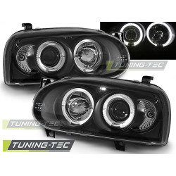 TUNING-TEC predné svetlá (Angel Eyes) pre VW GOLF 3 09.91-08.97 (H1), čierna, V1