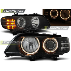 TUNING-TEC predné svetlá (Angel Eyes, LED smerovka) pre BMW X5 E53 09.99-10.03 (H7), čierna