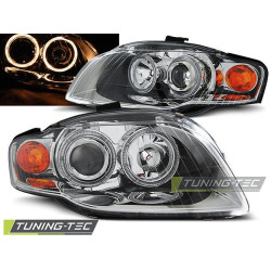 TUNING-TEC predné svetlá (Angel Eyes) pre AUDI A4 B7 11.04-03.08 (H7), chróm