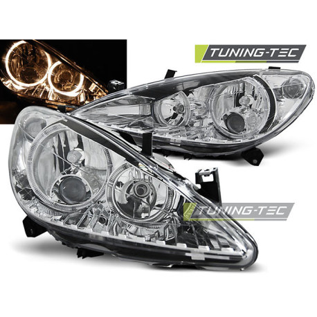 Osvetlenie TUNING-TEC predné svetlá (Angel Eyes) pre PEUGEOT 307 04.01-06.05 (H7), chróm | race-shop.sk