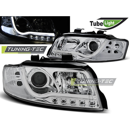 Osvetlenie TUNING-TEC predné svetlá (Tube Light) pre AUDI A4 10.00-10.04 (H1), chróm | race-shop.sk