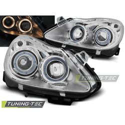 TUNING-TEC predné svetlá (Angel Eyes) pre OPEL CORSA D 04.06-11 (H7/H1), chróm