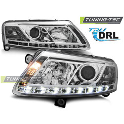 TUNING-TEC predné svetlá (True DRL) pre AUDI A6 C6 04.04-08 (H7/H1), chróm