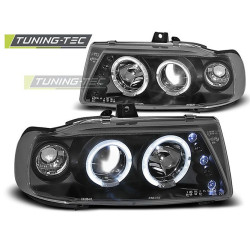 TUNING-TEC predné svetlá (Angel Eyes) pre SEAT IBIZA / CORDOBA/ POLO VARIANT, SEDAN 10.93-08.99 (H1), čierna