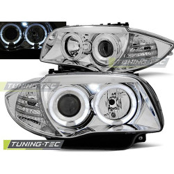 TUNING-TEC predné svetlá (Angel Eyes) pre BMW 1 E87/E81/82/88 04-11 (H7), chróm, V1