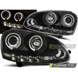 TUNING-TEC predné svetlá (Angel Eyes) pre VW GOLF 5 10.03-09 (H1), čierna