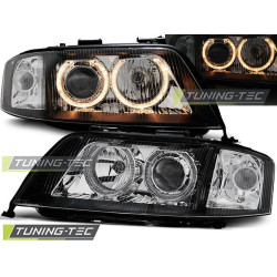 TUNING-TEC predné svetlá (Angel Eyes) pre AUDI A6 05.97-06.01 (H7), čierna