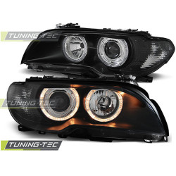 TUNING-TEC predné svetlá (Angel Eyes) pre BMW E46 04.03-06 COUPE CABRIO (H7), čierna