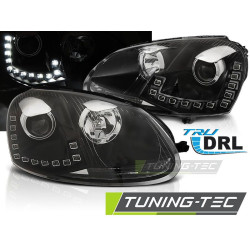 TUNING-TEC predné svetlá (True DRL) pre VW GOLF 5 10.03-09 (H7/H1), čierna
