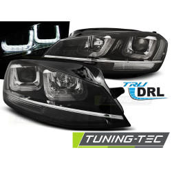 TUNING-TEC LED predné svetlá (U-LED) pre LINE VW GOLF 7 11.12-17 (H7), chróm, čierna