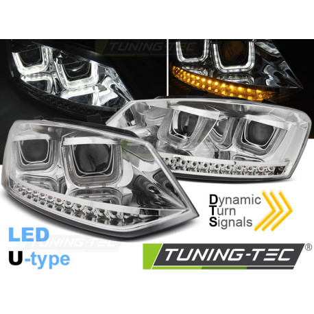 Osvetlenie SVETLOMETY U-LED LIGHT CHRÓMOVÉ SEQ pre VW POLO 6R 09-03.14 | race-shop.sk