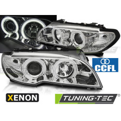 TUNING-TEC predné svetlá (CCFL, Angel Eyes) pre XENON BMW E46 04.03-06 COUPE CABRIO (D2S/H1), chróm