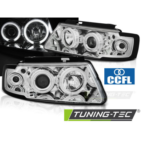 Osvetlenie TUNING-TEC predné svetlá (CCFL, Angel Eyes) pre VW PASSAT B5 3B 11.96-08.00 (H1), chróm | race-shop.sk