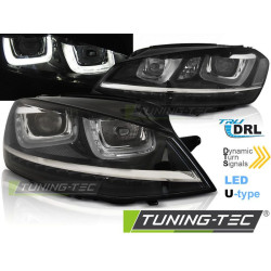 TUNING-TEC LED predné svetlá (U-LED, DRL) pre VW GOLF 7 11.12-17 (H7), čierna