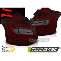 TUNING-TEC LED zadné svetlá (LED Bar, SEQ) pre FORD FOCUS 3 11-10.14 HATCHBACK, červeno-dymová