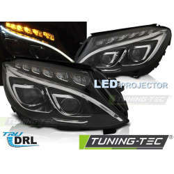 TUNING-TEC predné svetlá (True DRL) pre MERCEDES W205 14-18, čierna, V1