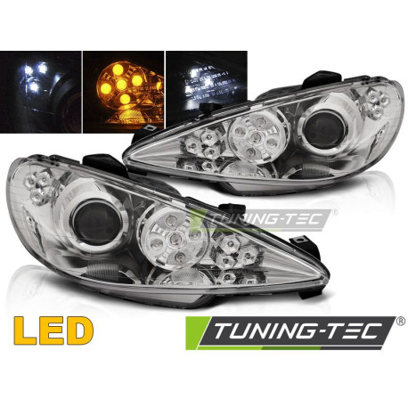 Osvetlenie TUNING-TEC predné svetlá (Angel Eyes) pre PEUGEOT 206 02 (H7), chróm, V2 | race-shop.sk