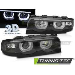 TUNING-TEC predné svetlá (Angel Eyes) pre 3D BMW E38 94-01 (H1), čierna