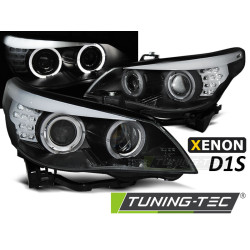 XENON D1S SVETLOMETY ANGEL EYES ČIERNE LED INDIKÁTOR pre BMW E60/E61 05-07