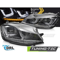 TUNING-TEC predné svetlá (SEQ) pre LINE VW GOLF 7 13-17 (H7), chróm, čierna