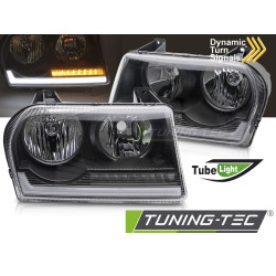 TUNING-TEC predné svetlá (Tube Light) pre CHRYSLER 300 05-08 (HB4/HB3, bez homologizácie), čierna