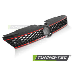TUNING-TEC maska chladiča (Sport Style) pre VW JETTA VI 11-14 (Glossy Black with Red Lines), lesklá čierna