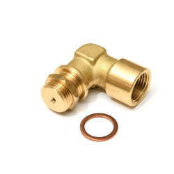 Lambda (o2) Dištančný adaptér (emulátor) lambda sondy zahnutý, mosadz, 4 mm vývrt