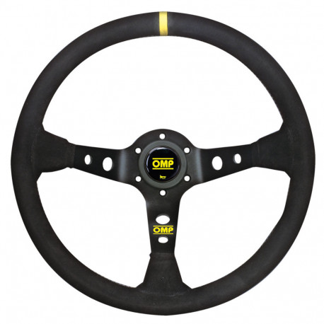 Volanty 3 ramenný športový volant OMP Corsica, 350mm, semiš, 95mm odsadenie, čierna/žltá | race-shop.sk