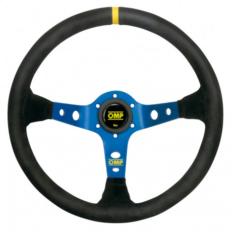 Volanty 3 ramenný športový volant OMP Corsica, 350mm, semiš, 95mm odsadenie, čierna/žltá/modrá | race-shop.sk