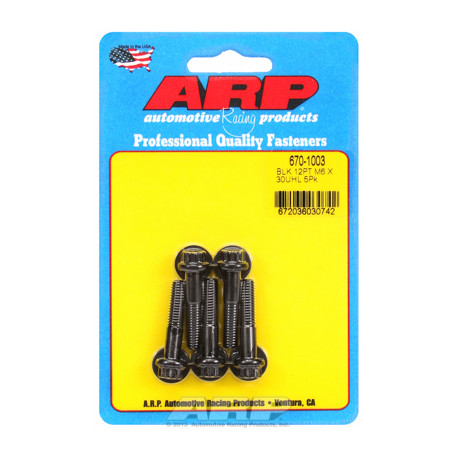 Pevnostné skrutky M6 x 1.00 x 30 12pt čierny oxid skrutky (5ks) | race-shop.sk