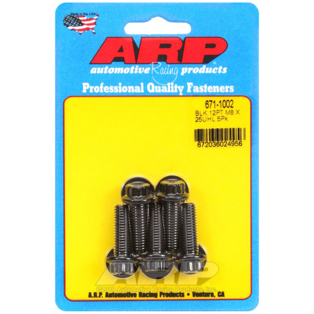 Pevnostné skrutky ARP skrutky (12-hranná hlava, čierne), M8×1.25 × 25 mm, 5 ks | race-shop.sk