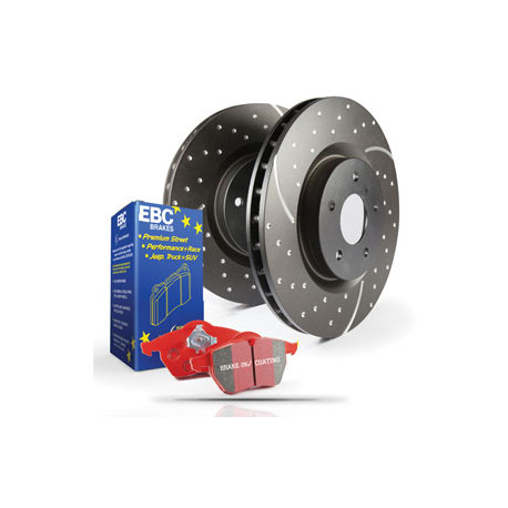 Brzdy EBC Auto Predná sada EBC PD12KF005 - Brzdové kotúče Turbo Grooved + brzdové dosky Redstuff Ceramic | race-shop.sk
