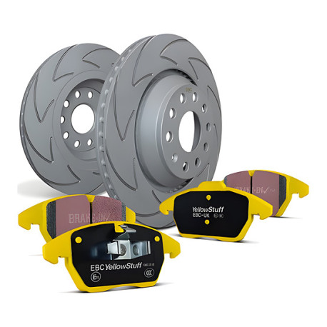 Brzdy EBC Auto Predná sada EBC PD18KF045 - Brzdové kotúče BSD Grooved + brzdové dosky Yellowstuff | race-shop.sk