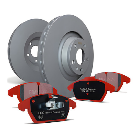 Brzdy EBC Auto Zadná sada EBC PD02KR349 - Brzdové kotúče Premium OE + brzdové dosky Redstuff Ceramic | race-shop.sk