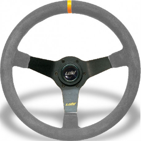 Volanty 3 ramenný športový volant Luisi Mirage Corsa, 350mm, semiš, 75mm odsadenie, sivá/oranžová | race-shop.sk