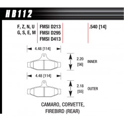 Zadné brzdové dosky Hawk HB112S.540, Street performance, min-max 65°C-370°
