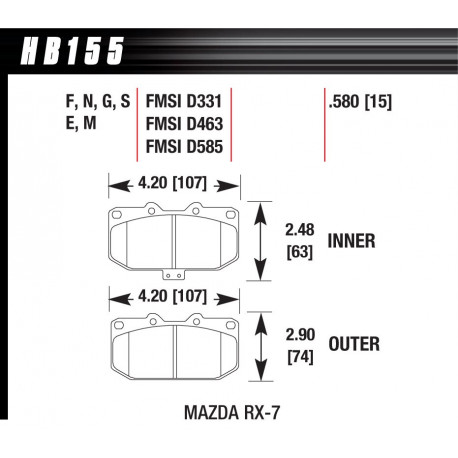 Brzdové dosky HAWK performance Predné brzdové dosky Hawk HB155E.580, Race, min-max 37°C-300°C | race-shop.sk