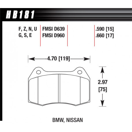 Brzdové dosky HAWK performance Predné brzdové dosky Hawk HB181Z.660, Street performance, min-max 37°C-350°C | race-shop.sk