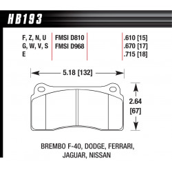 Zadné brzdové dosky Hawk HB193S.670, Street performance, min-max 65°C-370°