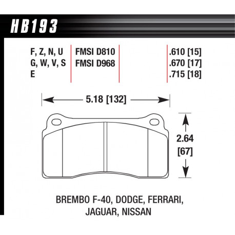 Brzdové dosky HAWK performance Zadné brzdové dosky Hawk HB193S.670, Street performance, min-max 65°C-370° | race-shop.sk