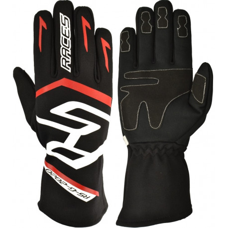 Akcie Pretekárske rukavice RACES PREMIUM EVO II (vnútorné šitie), čierna/červená | race-shop.sk
