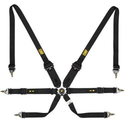 FIA 6 bodové športové bezpečnostné pásy OMP ONE CONVERTIBLE 2"/3" (50/76mm), čierna