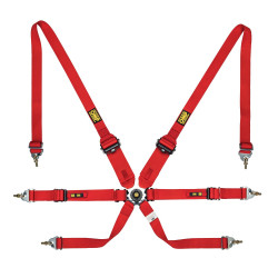 FIA 6 bodové športové bezpečnostné pásy OMP ONE CONVERTIBLE 2"/3" (50/76mm), červená