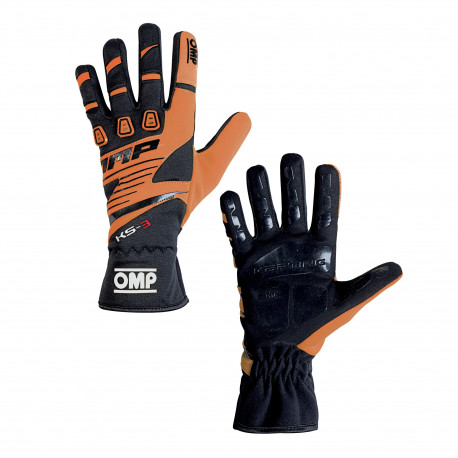 Rukavice Kartingové rukavice OMP KS-3 (vnútorné šitie), čierna/oranžová | race-shop.sk