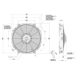 Univerzálny elektrický ventilátor SPAL 385mm - sací, 12V