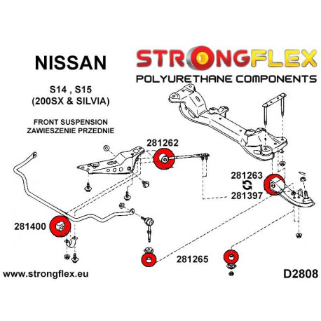 S15 (99-02) STRONGFLEX - 281400A: Predný silentblok stabilizátora SPORT | race-shop.sk