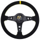 Volanty 3 ramenný športový volant RACES Corsa, 350mm, semiš, 90mm odsadenie, čierna/žltá | race-shop.sk