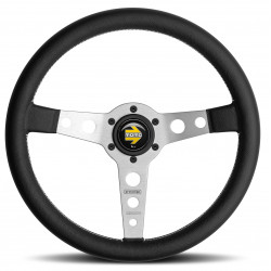 3 ramenný športový volant MOMO PROTOTIPO, 350mm, koža, 39mm odsadenie, čierna/strieborná